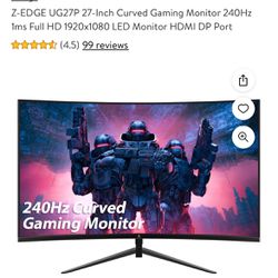 Z Edge 27 Inch Curve Monitor Gaming Monitor 240 Hz 