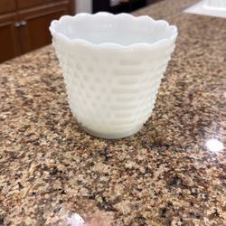 Antique White Milk Glass Hobnail Planter