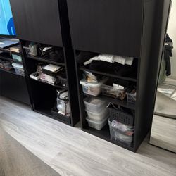 2 Dark Brown IKEA Shelves With Slow Close Doors 