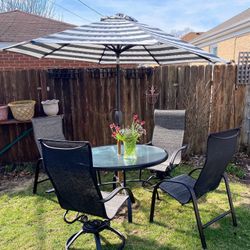 Homecrest 6 Piece Outdoor Garden Patio Furniture Table 2 Captain Rocker Chairs 2 Regular Chairs Tilting Umbrella