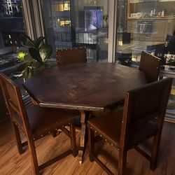 Antique Dining Table With 4 Chairs 