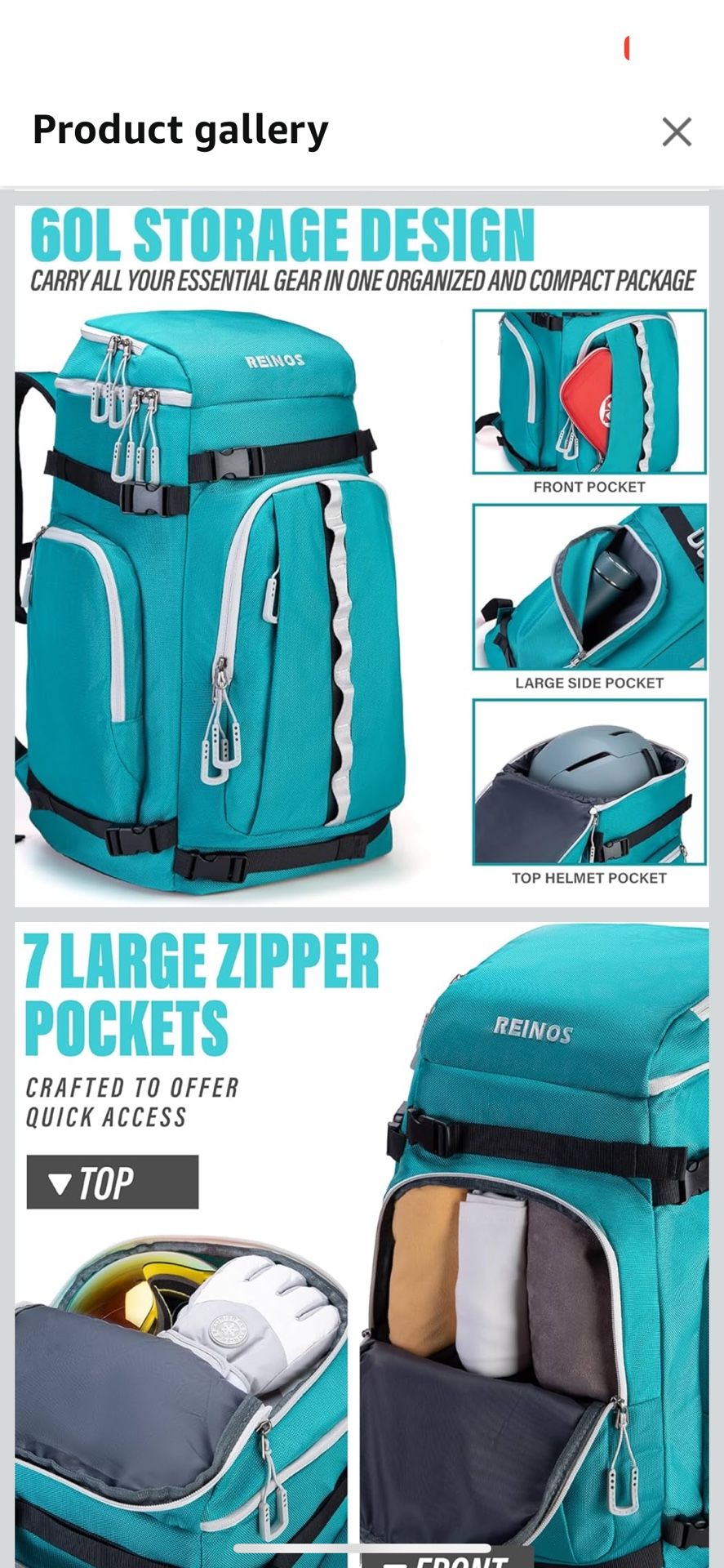 Travel Ski Boot Bag Backpack - Durable Boot Bags for Skiing Accessories, 60L Water-Resistant Padded Snow Skate Bag - Ski Gear Bag for Snowboard Boots,