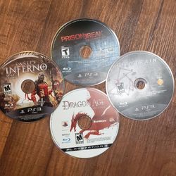 PLAYSTATION 3 Variety video games. DANTE INFERNO. DRAGON AGE ORIGINS. PRISON BREAK THE CONSPIRACY