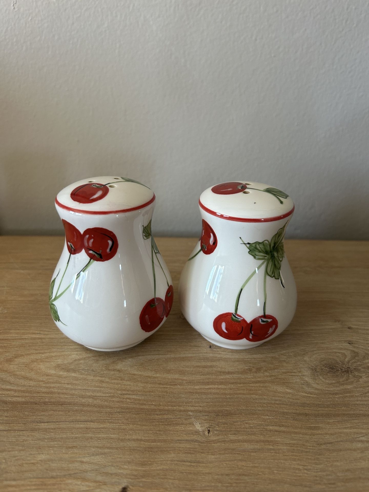 Ceramic Cherries Salt And Pepper Shakers