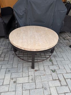 Round Stone Top Coffee Table
