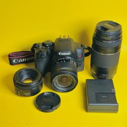 Canon EOS Rebel T8i DSLR Camera + 3 Lens Bundle - Excellent