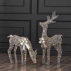 2 Reindeer with Warm White LED Lights (Plug In)