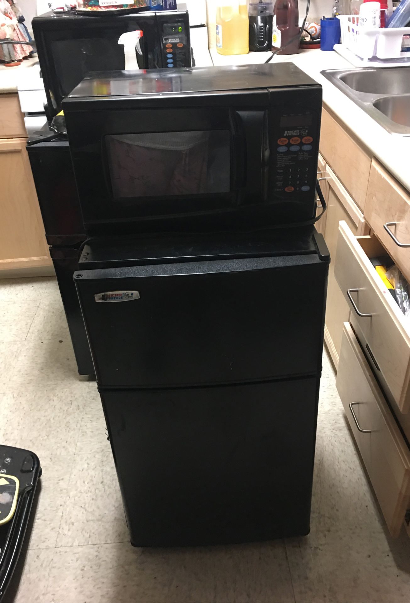 Mini fridge with freezer and detachable microwave