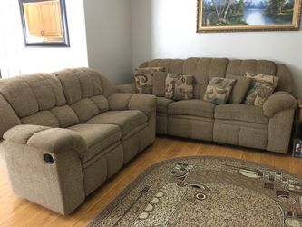 Reclining sofas+ rug