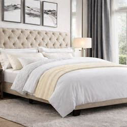 Classic Beige Upholstered Queen Frame - A1Q1