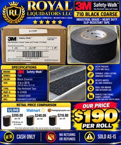 3M SAFETY-WALK™ 710 BLACK COARSE ANTI-SLIP TAPE — INDUSTRIAL GRADE!