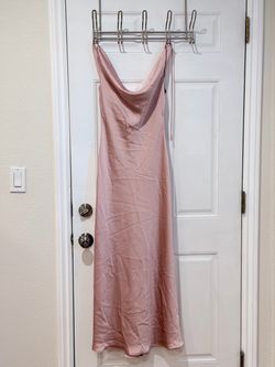 Dusty Rose Satin Cowl Neck Maxi Dress size S