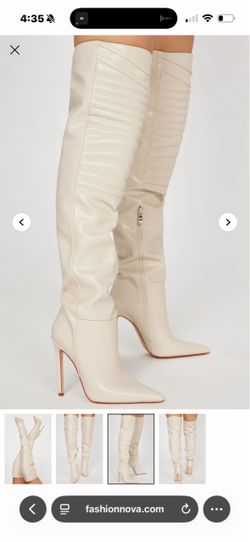 Cream High Knee Boots