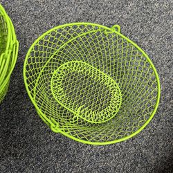 Wire spring basket lot - spring Easter green 