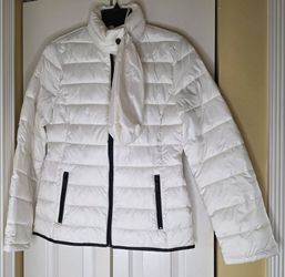 Kenneth Cole Women's White Puffer Jacket Pockets Zip small