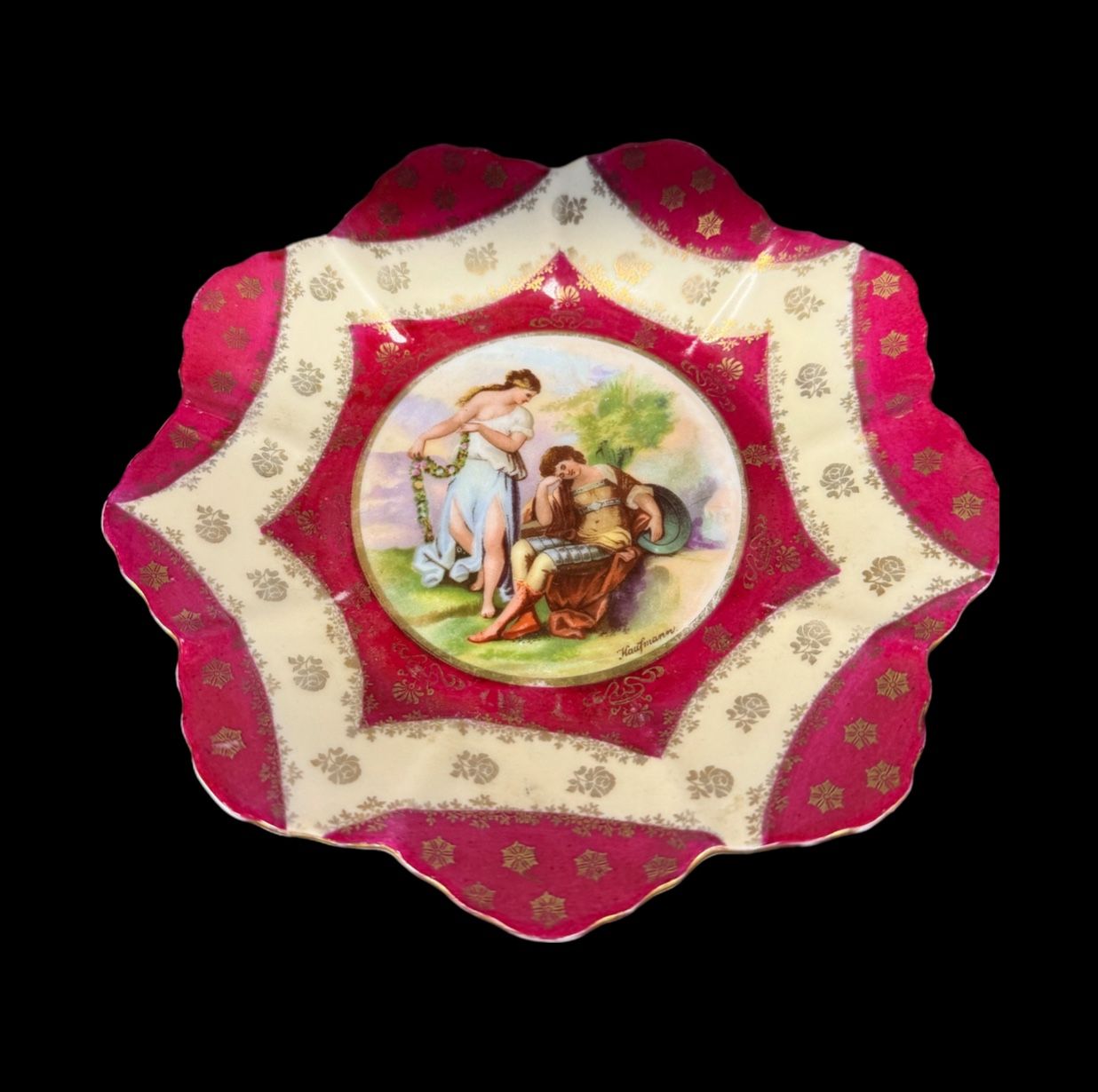 Antique Decorative 8.5" Plate ~ Austria ~ Signed Kauffman Royal Vienna