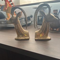 Mcm Solid Brass Gazel Book Ends 