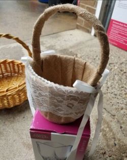Burlap Lace Flower Girl Basket