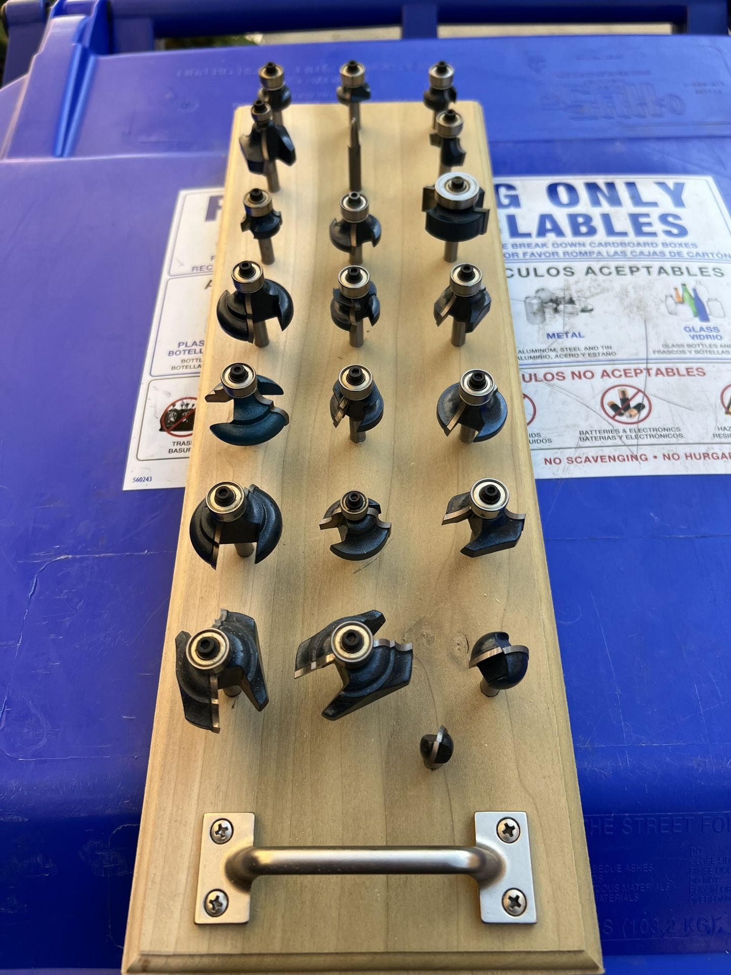 Router Bits On Custom Oak Mounting Board