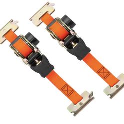 6 ft. Orange Retractable Ratchet Tie Down Strap for E-Track and X-Track, 500 lb. Safe Work Load - 2 pack