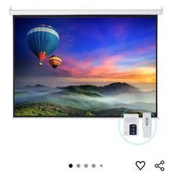 100" Motorized Projector Screen with Remote Control, Indoor Outdoor Projector Screen 4:3 Wrinkle-Free Lightweight Movie Screen  Projector Screen