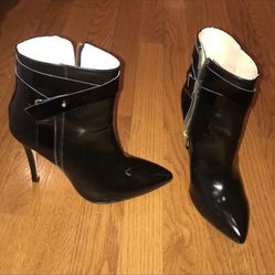 Leather Black Heel Boots Size 37 Like New