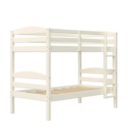 Better Homes & Gardens Leighton Solid Wood Twin-over-Twin Convertible Bunk Bed, White New In Box