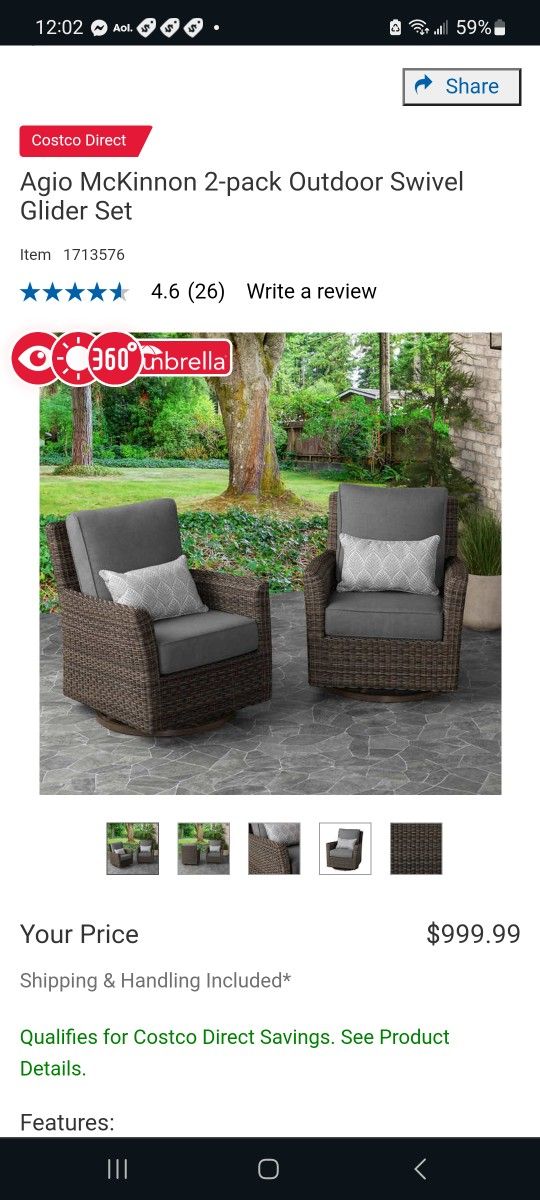 Agio McKinnon 2-pack Outdoor Swivel Glider Set $700