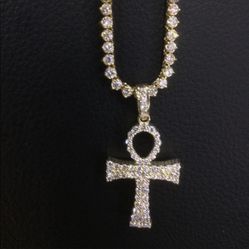 Diamond Tennis Chain And Pendant