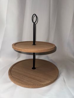 Two-Tier Wooden Serving Stand