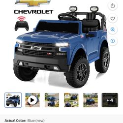Chevrolet Silverado 24V Ride on Cars, Real 2 Seat Battery Powered Ride on Toys with Remote Control, 4 Wheels Spring Suspension, LED Light, MP3 Player,