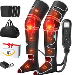 Leg Massager with Heat and Compression, 2 Heat 5 Modes 4 Intensities 4 Extenders