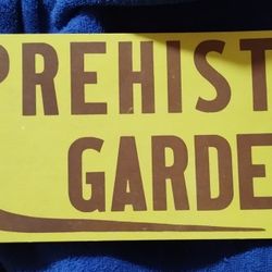 Vintage The Prehistoric Gardens advertising sign, Oregon Coast Highway 