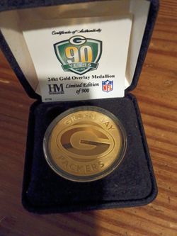 Green Bay Packers 90th Anniversary 24kt Gold Overlay Medallion