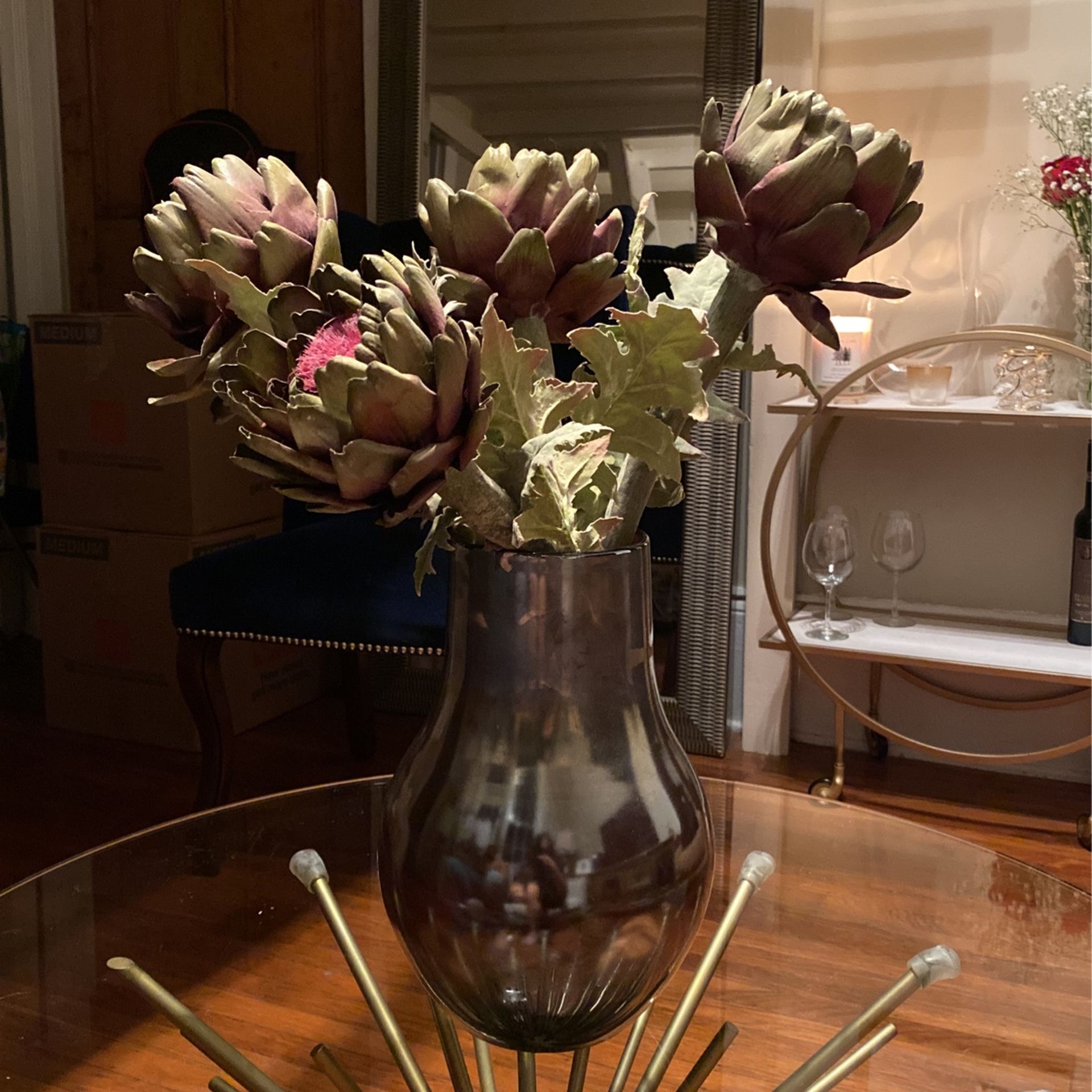 West Elm Vase And Artichoke Flowers 