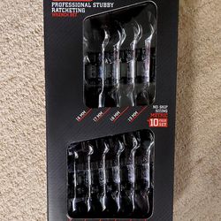 Icon Metric Professional Stubby Ratcheting Combination Wrench Set 10 Piece Set