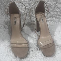 Fashionnova Clear Strap Beige Heels