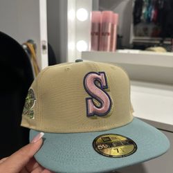 Beige & Pink Baseball Cap