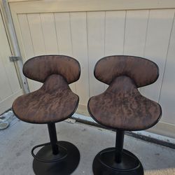Set of 2 Adjustable Bar Stools Swivel Bar Chairs w/Footrest
