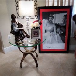 Vintage Side  Tables  Metal  And Glass .