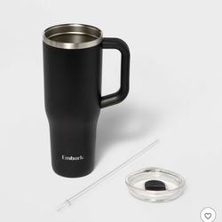 Embark 40oz Insulated Tumbler Mug w/ Handle, Lid & Straw – Matte Black