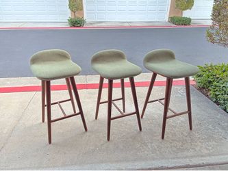 Sede Counter Stools (3) - Walnut And Olio Green