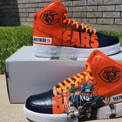 Custom Walter Payton 'Sweetness' Chicago Bears Nike Air Force 1 | Men's 10.5 | One-of-a-Kind Art Sneaker