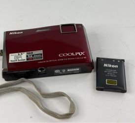 Nikon Coolpix S60 10.0MP Digital Camera Red Touch Screen with Battery Tested