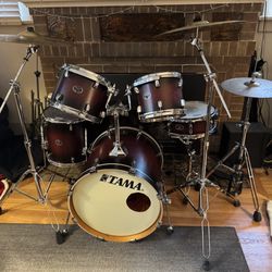 Tama Silverstar Birch 20” Bass Drum Set, Satin Cherry Burst