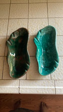2- Ashtrays Antique Mid Century "Plymouth Product Co"