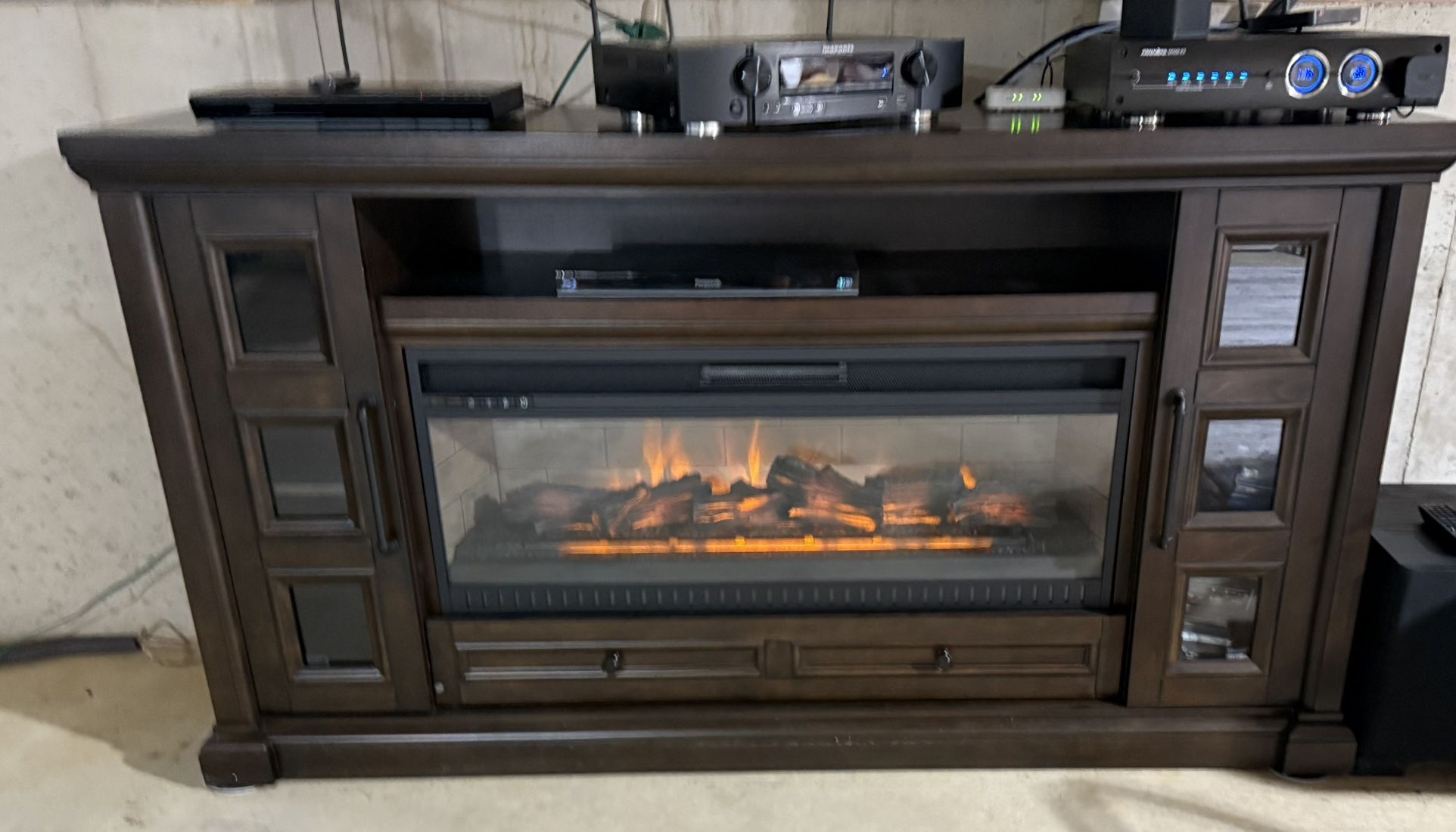 Cecily 72in Media Console Infrared Electric Fireplace