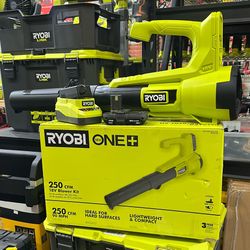 RYOBI ONE+ 18V 90 MPH 250 CFM Cordless Battery Leaf Blower/Sweeper with 2.0 Ah Battery and Charger