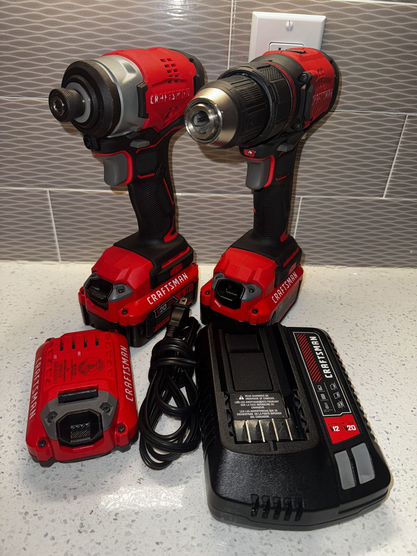 CRAFTSMAN V20 Brushless Drill + Impact Driver Combo (3 Batteries + Charger)