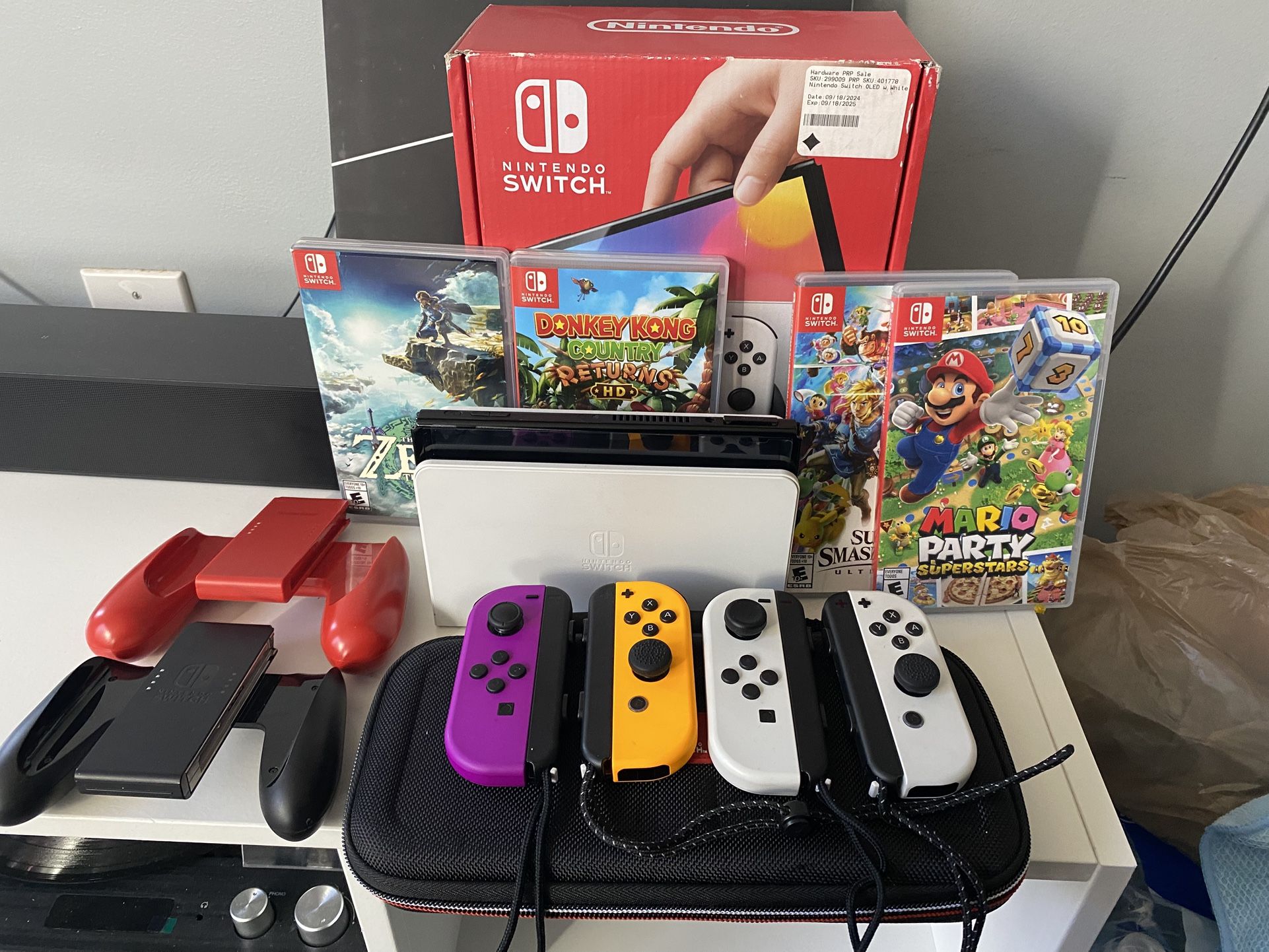 Nintendo Switch OLED Bundle + 4 Games + 512GB SD + Extra Joycons +